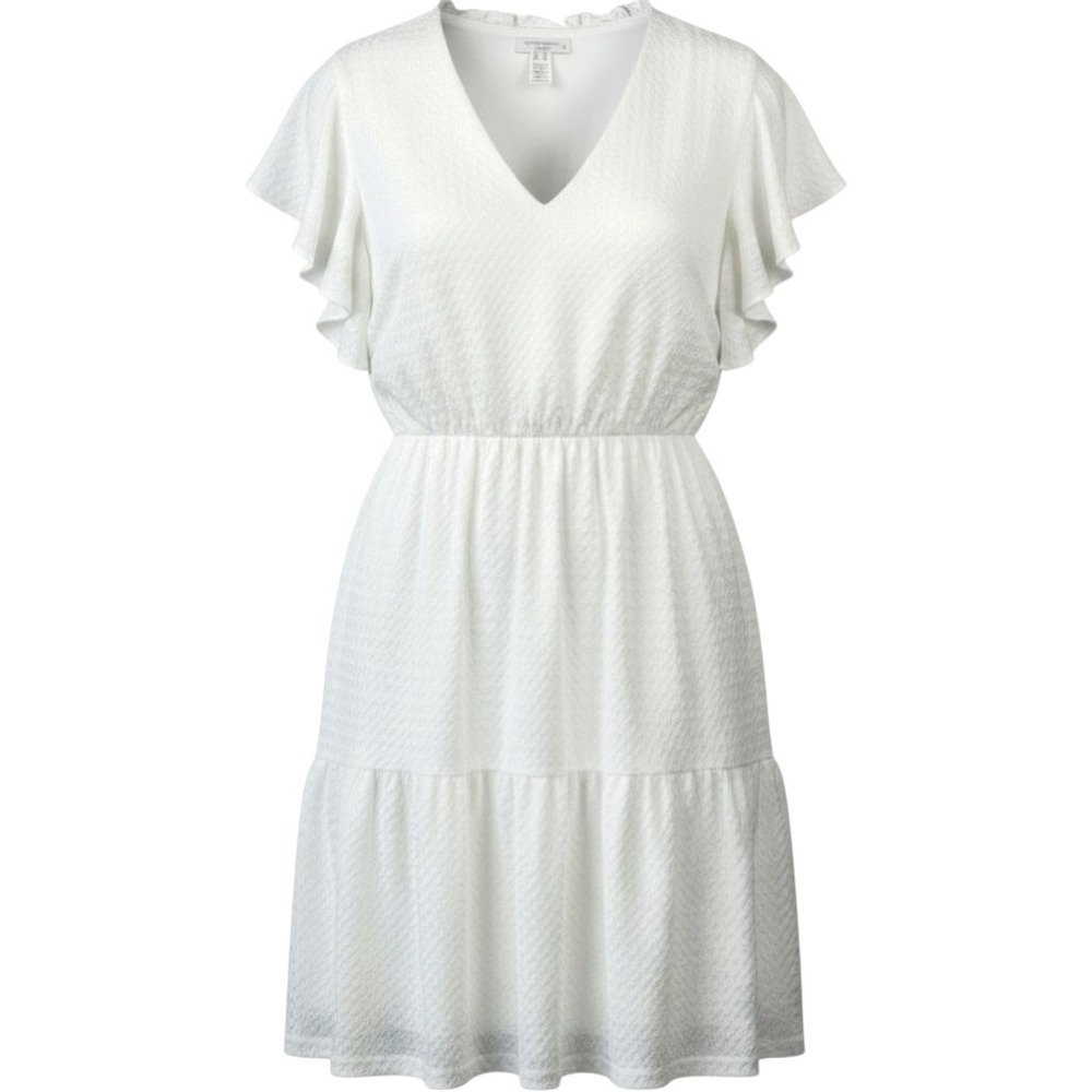 London Times Dress Womens 2X Plus Ivory Puffed Rice Knit Fit & Flare Dress